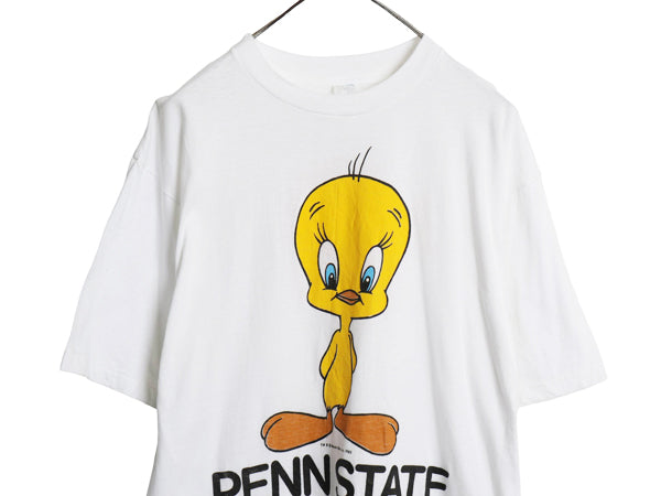 80s USA製 ワーナー トゥイーティー カレッジ プリント 半袖 Tシャツ メンズ XL ヴィンテージ キャラクター シングルステッチ 大きいサイズ
