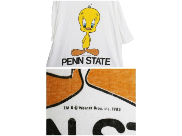 80s USA製 ワーナー トゥイーティー カレッジ プリント 半袖 Tシャツ メンズ XL ヴィンテージ キャラクター シングルステッチ 大きいサイズ