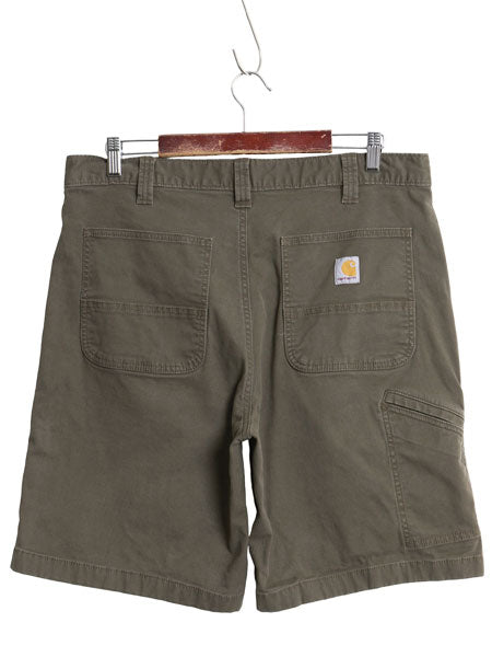 カーハート キャンバス ショートパンツ メンズ 36 古着 ワーク ストレッチ コットン ショーツ 短パン ダック ハーフパンツ ゆったり カーキ
