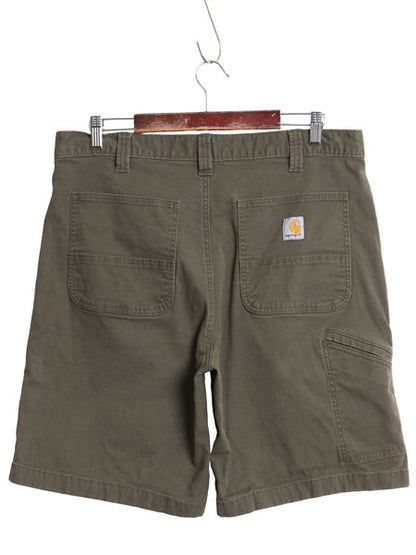 カーハート キャンバス ショートパンツ メンズ 36 古着 ワーク ストレッチ コットン ショーツ 短パン ダック ハーフパンツ ゆったり カーキ
