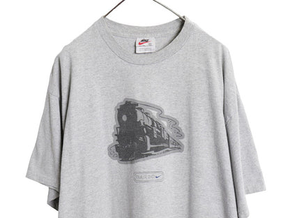 90s ナイキ 両面 プリント 半袖 Tシャツ メンズ XL / オールド グラフィック アート イラスト スウッシュ カットソー 大きいサイズ グレー