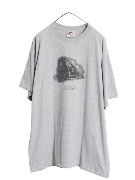 90s ナイキ 両面 プリント 半袖 Tシャツ メンズ XL / オールド グラフィック アート イラスト スウッシュ カットソー 大きいサイズ グレー