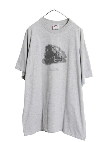 90s ナイキ 両面 プリント 半袖 Tシャツ メンズ XL / オールド グラフィック アート イラスト スウッシュ カットソー 大きいサイズ グレー