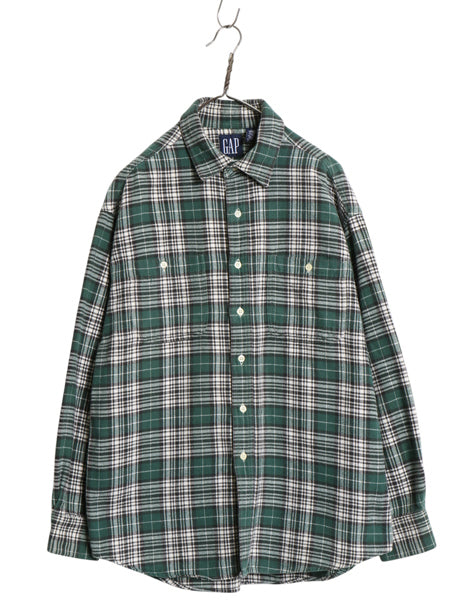 90s オールド ギャップ チェック 長袖 ヘビー フランネル シャツ メンズ L / 旧タグ ネルシャツ 長袖シャツ カジュアル マルチカラー ネル