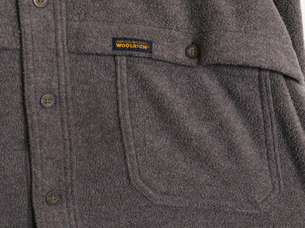 00s ウールリッチ 長袖 フリース シャツ メンズ L / オールド アウトドア ダブル マッキーノ タイプ ジャケット 長袖シャツ ゆったり 濃灰