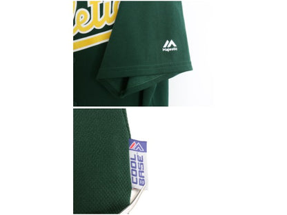アスレチックス ベースボール シャツ メンズ XL / MLB オフィシャル マジェスティック 大リーグ ユニフォーム 重ね着 前開き 大きいサイズ