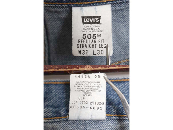 00s USA製 リーバイス 505 デニム パンツ 32 30 古着 オールド ジーンズ ジーパン スリム ストレート テーパード ボトムス 赤タブ ブルー