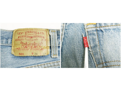 90s USA製 リーバイス 501 デニム パンツ メンズ 34 32 オールド ジーンズ ジーパン ストレート ボタンフライ アタリ ヒゲ 赤タブ ボトムス