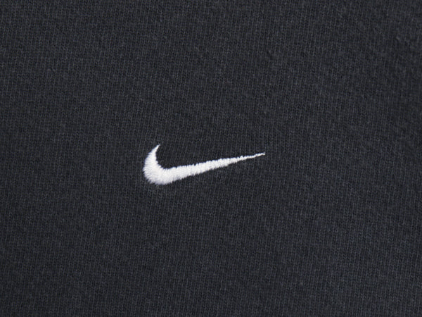 90s ナイキ スモール スウッシュ 刺繍 スウェット メンズ L / オールド 当時物 裏起毛 トレーナー クルーネック ワンポイント ロゴ 黒 無地