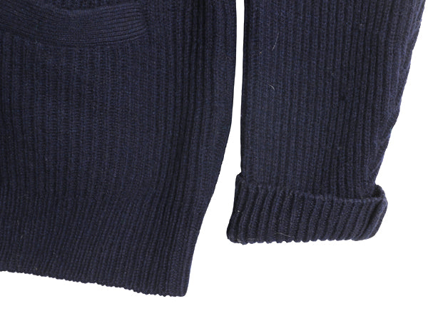 00s オービス ショールカラー ニット カーディガン メンズ M オールド ラム ウール セーター リブ編み チャンキー アウトドア 前開き 無地