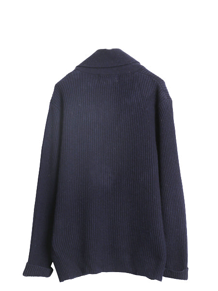 00s オービス ショールカラー ニット カーディガン メンズ M オールド ラム ウール セーター リブ編み チャンキー アウトドア 前開き 無地