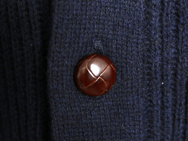 00s オービス ショールカラー ニット カーディガン メンズ M オールド ラム ウール セーター リブ編み チャンキー アウトドア 前開き 無地