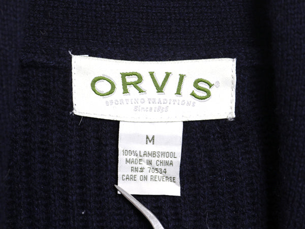 00s オービス ショールカラー ニット カーディガン メンズ M オールド ラム ウール セーター リブ編み チャンキー アウトドア 前開き 無地