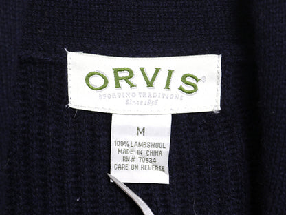 00s オービス ショールカラー ニット カーディガン メンズ M オールド ラム ウール セーター リブ編み チャンキー アウトドア 前開き 無地