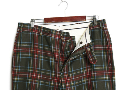 ブルックスブラザーズ ウール スラックス パンツ メンズ 36 / タータン チェック ノータック ストレート ボトムス トラウザー マルチカラー