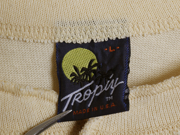 80s USA製 企業 両面 プリント ヘンリーネック 長袖 Tシャツ メンズ L 古着 ヴィンテージ アート イラスト ロンT アンダーシャツ インナー