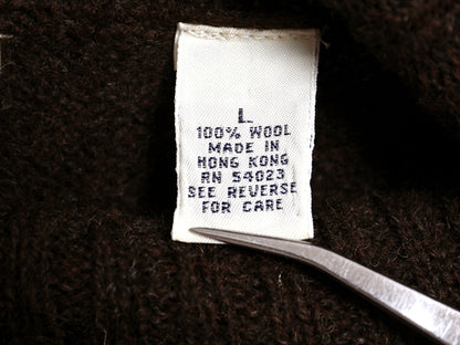 00s オールド ギャップ タートルネック ウール ニット セーター レディース L 旧タグ 長袖ニット ハイネック 無地 シンプル ショート丈 茶