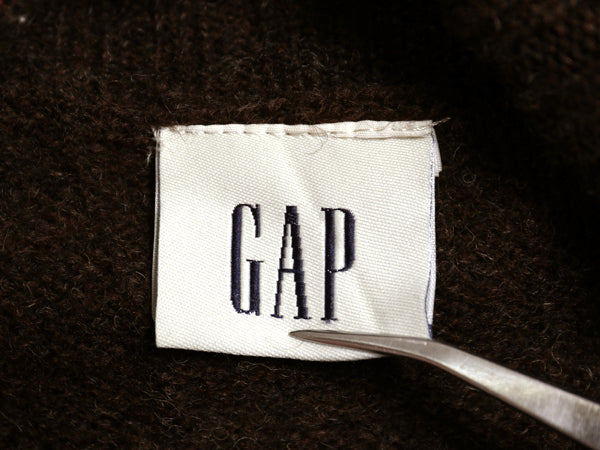 00s オールド ギャップ タートルネック ウール ニット セーター レディース L 旧タグ 長袖ニット ハイネック 無地 シンプル ショート丈 茶