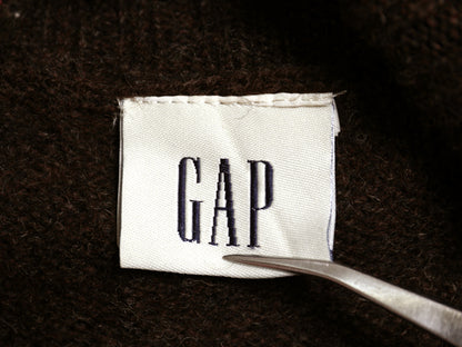 00s オールド ギャップ タートルネック ウール ニット セーター レディース L 旧タグ 長袖ニット ハイネック 無地 シンプル ショート丈 茶