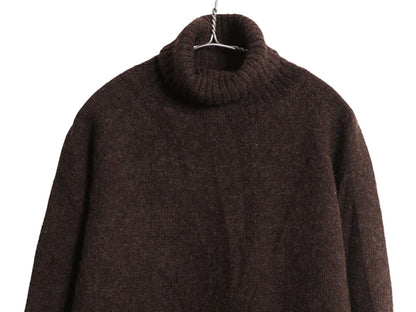 00s オールド ギャップ タートルネック ウール ニット セーター レディース L 旧タグ 長袖ニット ハイネック 無地 シンプル ショート丈 茶