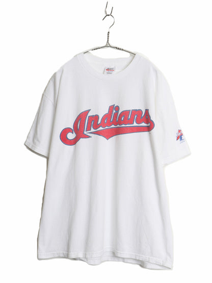 90s USA製 インディアンズ プリント 半袖 Tシャツ メンズ XL / オールド MLB オフィシャル バドワイザー 企業物 大リーグ 大きいサイズ 白