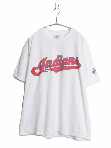 90s USA製 インディアンズ プリント 半袖 Tシャツ メンズ XL / オールド MLB オフィシャル バドワイザー 企業物 大リーグ 大きいサイズ 白