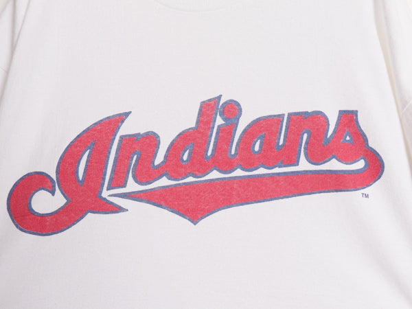 90s USA製 インディアンズ プリント 半袖 Tシャツ メンズ XL / オールド MLB オフィシャル バドワイザー 企業物 大リーグ 大きいサイズ 白