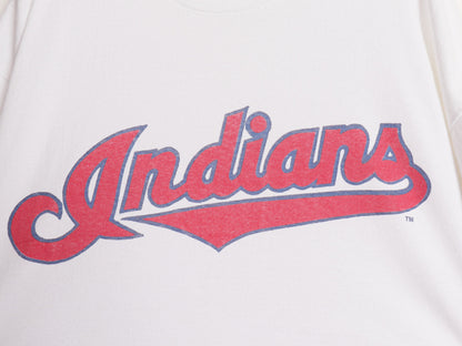 90s USA製 インディアンズ プリント 半袖 Tシャツ メンズ XL / オールド MLB オフィシャル バドワイザー 企業物 大リーグ 大きいサイズ 白