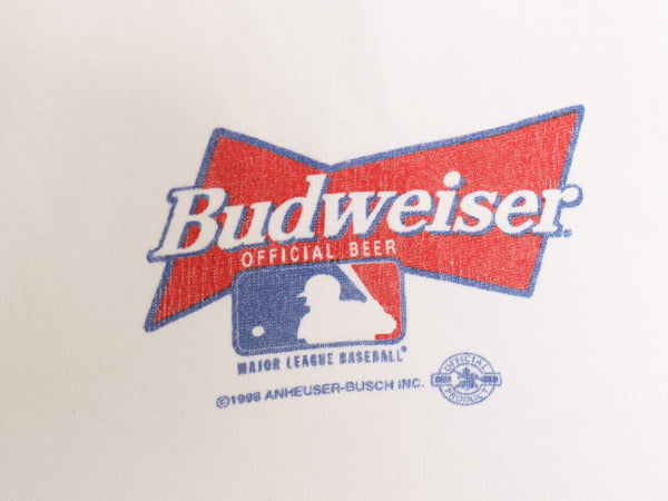 90s USA製 インディアンズ プリント 半袖 Tシャツ メンズ XL / オールド MLB オフィシャル バドワイザー 企業物 大リーグ 大きいサイズ 白