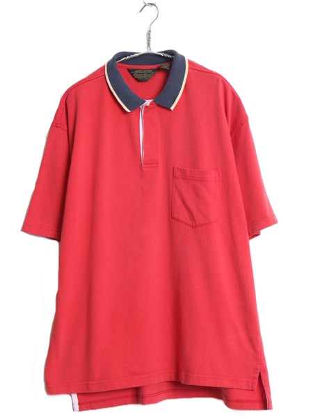 90s エディーバウアー 半袖 ラガーシャツ メンズ XL / オールド ラグビー 半袖シャツ ポロシャツ カットソー 大きいサイズ ヘビーウェイト