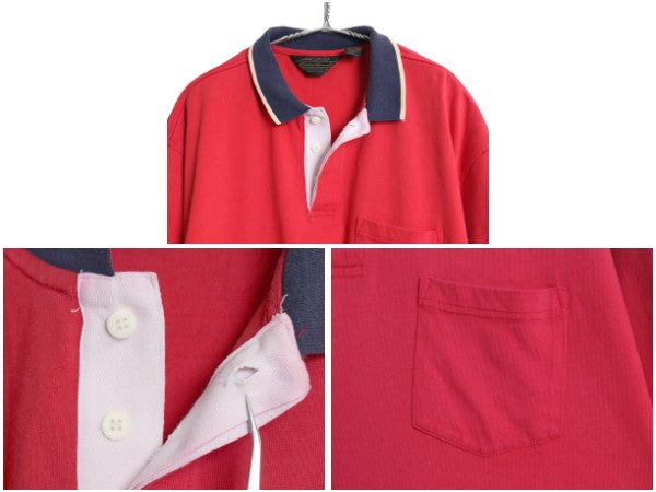 90s エディーバウアー 半袖 ラガーシャツ メンズ XL / オールド ラグビー 半袖シャツ ポロシャツ カットソー 大きいサイズ ヘビーウェイト