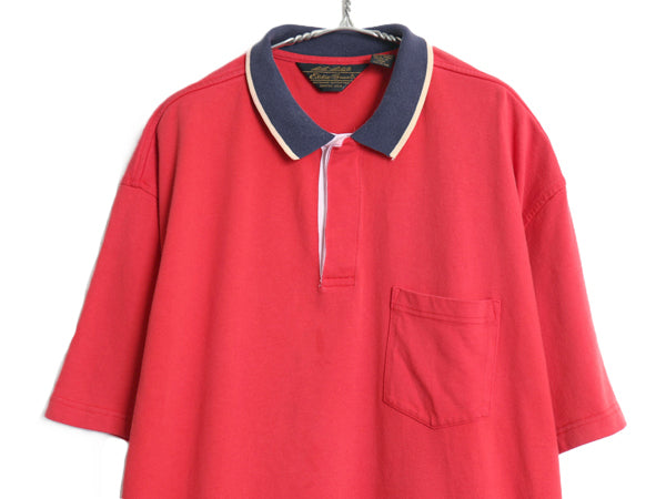 90s エディーバウアー 半袖 ラガーシャツ メンズ XL / オールド ラグビー 半袖シャツ ポロシャツ カットソー 大きいサイズ ヘビーウェイト