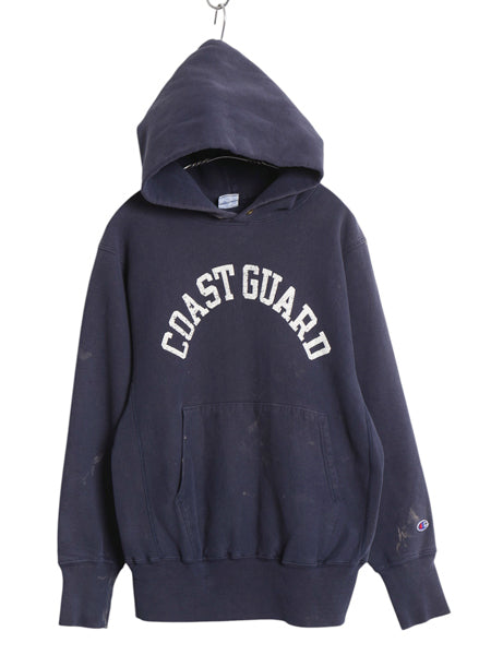 90s ★ チャンピオン リバースウィーブ コーストガード プリント スウェット パーカー メンズ M / オールド USA製 ミリタリー USCG 軍物 紺