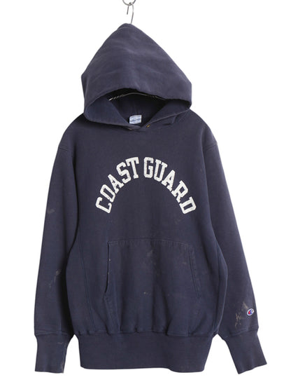 90s ★ チャンピオン リバースウィーブ コーストガード プリント スウェット パーカー メンズ M / オールド USA製 ミリタリー USCG 軍物 紺