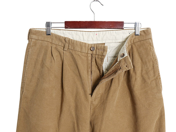 ブルックスブラザーズ モールスキン コットン パンツ メンズ 36 32 / ツータック スラックス ストレート チノパン ボトムス トラウザー 茶