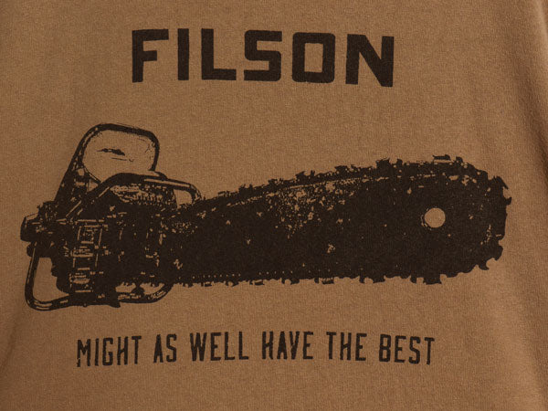 USA製 フィルソン チェーンソー プリント Tシャツ メンズ XL ヘビーウェイト コットン カットソー クルーネック ゆったり 大きいサイズ 茶