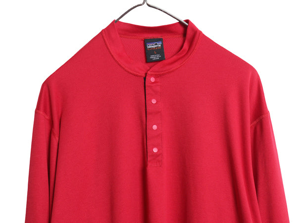 90s USA製 パタゴニア ヘンリーネック キャプリーン 長袖 Tシャツ メンズ レディース L 98年製 オールド ロンT ストレッチ スナップボタン