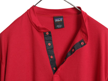 90s USA製 パタゴニア ヘンリーネック キャプリーン 長袖 Tシャツ メンズ レディース L 98年製 オールド ロンT ストレッチ スナップボタン
