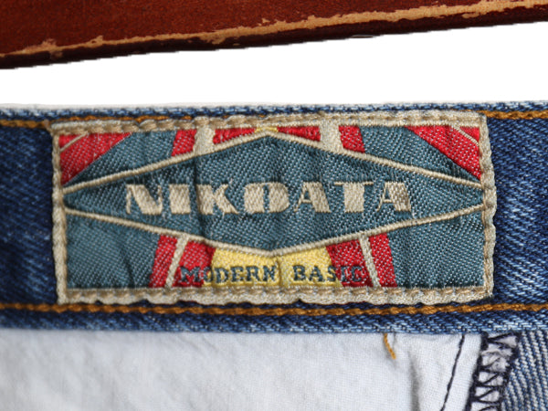 90s ☆ NIKOATA デニム ショートパンツ メンズ 33 / 古着 オールド Y2K ストリート ショーツ ジーパン ジーンズ バギー ルーズ 短パン 濃紺