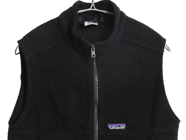 00s パタゴニア シンチラ ベスト キッズ XL レディース S 程 古着 05年製 オールド フリース フルジップ ハイネック アウトドア 重ね着 黒
