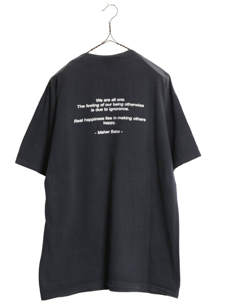 90s ★ メヘルバーバー 宗教家 イラスト プリント Tシャツ メンズ L / オールド メッセージ ヘビーウェイト シングルステッチ ALLSPORT 黒