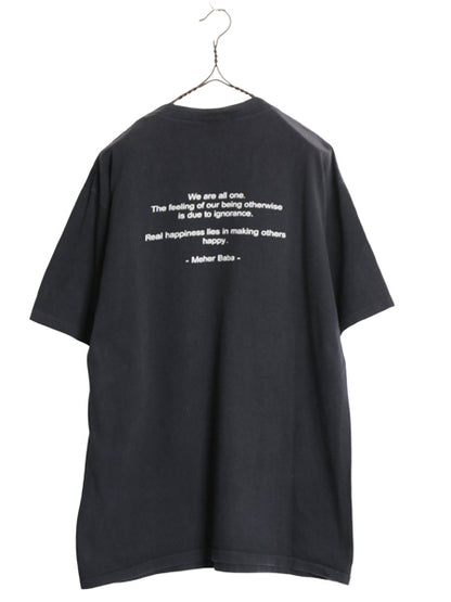 90s ★ メヘルバーバー 宗教家 イラスト プリント Tシャツ メンズ L / オールド メッセージ ヘビーウェイト シングルステッチ ALLSPORT 黒