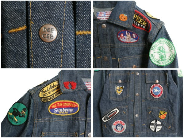 70s USA製 ★ DEE CEE ワッペン デニム ジャケット メンズ XS レディース S / 古着 ヴィンテージ トラッカー ジージャン 濃紺 バットダイ 