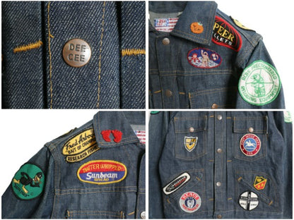70s USA製 ★ DEE CEE ワッペン デニム ジャケット メンズ XS レディース S / 古着 ヴィンテージ トラッカー ジージャン 濃紺 バットダイ 