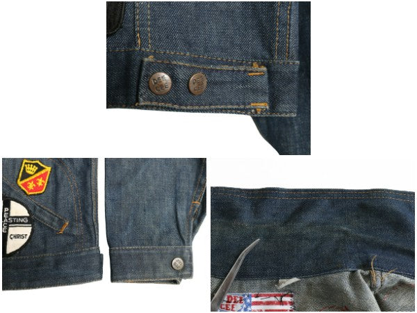 70s USA製 ★ DEE CEE ワッペン デニム ジャケット メンズ XS レディース S / 古着 ヴィンテージ トラッカー ジージャン 濃紺 バットダイ 