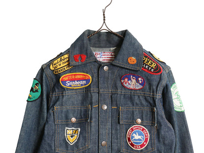 70s USA製 ★ DEE CEE ワッペン デニム ジャケット メンズ XS レディース S / 古着 ヴィンテージ トラッカー ジージャン 濃紺 バットダイ 