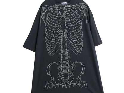 80s USA製 ★ レスリーアーウィン 人体骨格 プリント Tシャツ メンズ XL / 古着 ヴィンテージ アート イラスト スカル シングルステッチ 黒
