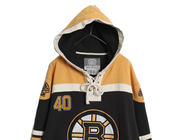 ブルーインズ レースアップ スウェット フード パーカー メンズ M NHL オフィシャル アイスホッケー ユニフォーム トレーナー プルオーバー
