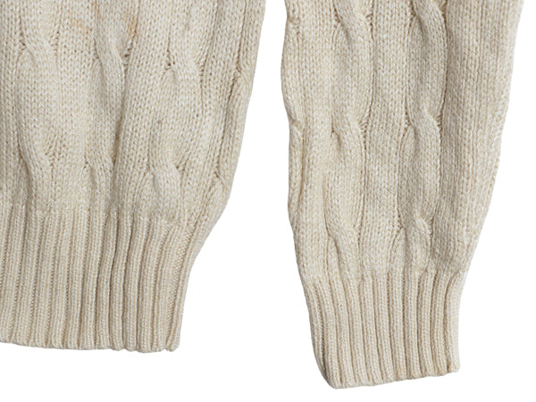 90s ポロ ラルフローレン ケーブル ニット セーター レディース L オールド シルク カシミヤ 長袖ニット ワンポイント シンプル きれいめ 