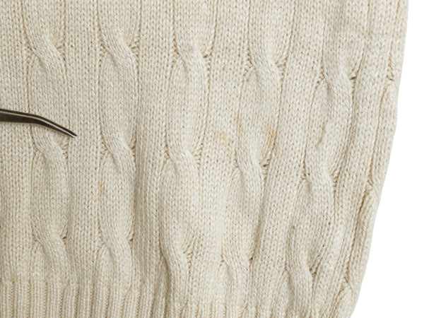 90s ポロ ラルフローレン ケーブル ニット セーター レディース L オールド シルク カシミヤ 長袖ニット ワンポイント シンプル きれいめ 